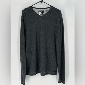 NAT NAST COTTON NYLON CASHMERE BLEND GREY‎ WAFFLE THERMAL V-NECK PULLOVER